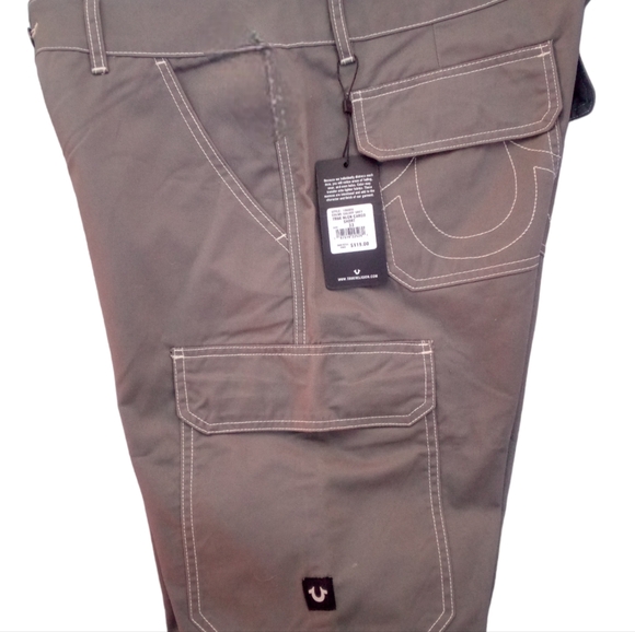 Mens True Religion Cargo Shorts Galaxy Gray - Picture 4 of 5